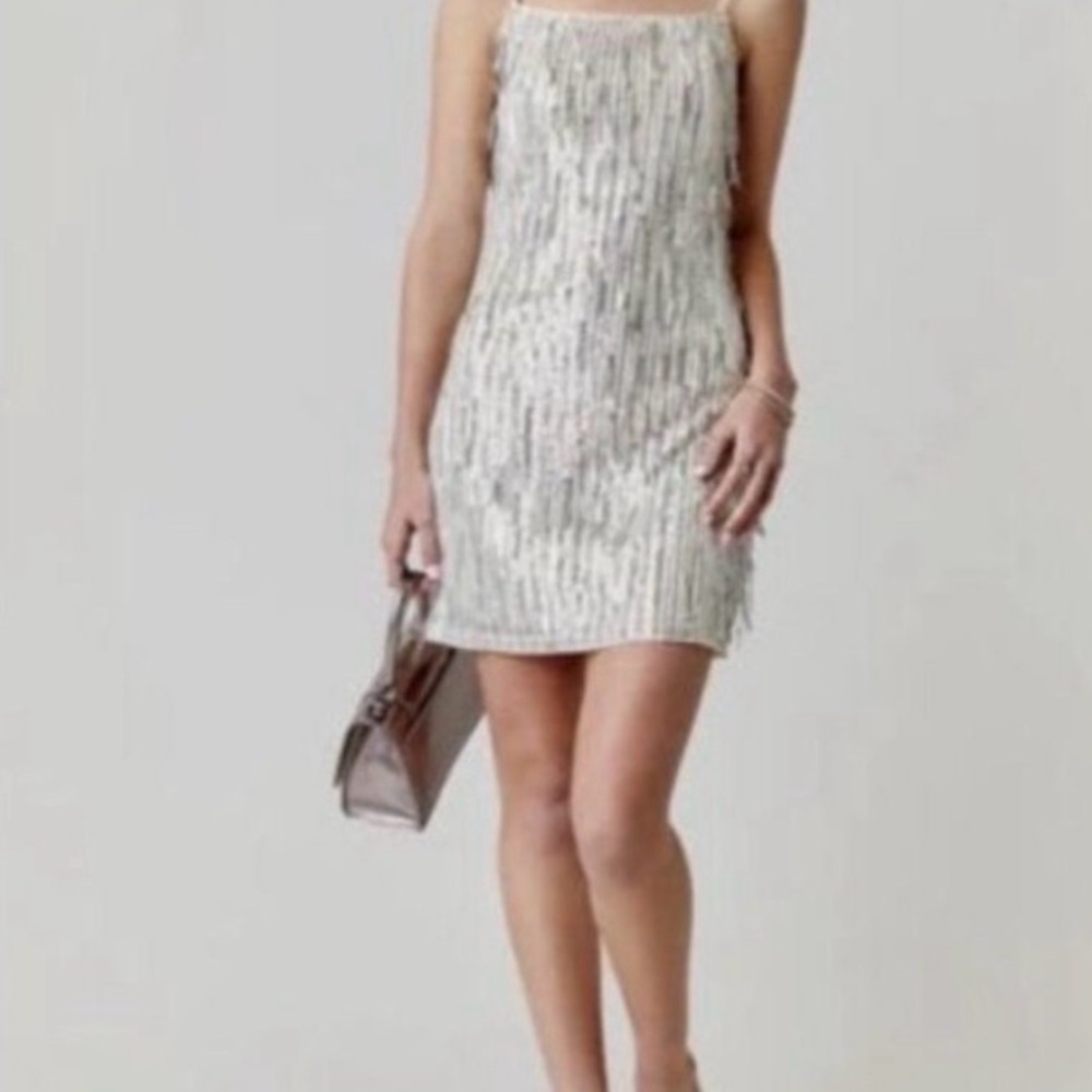 Trixxi White Sequin Backless Dress